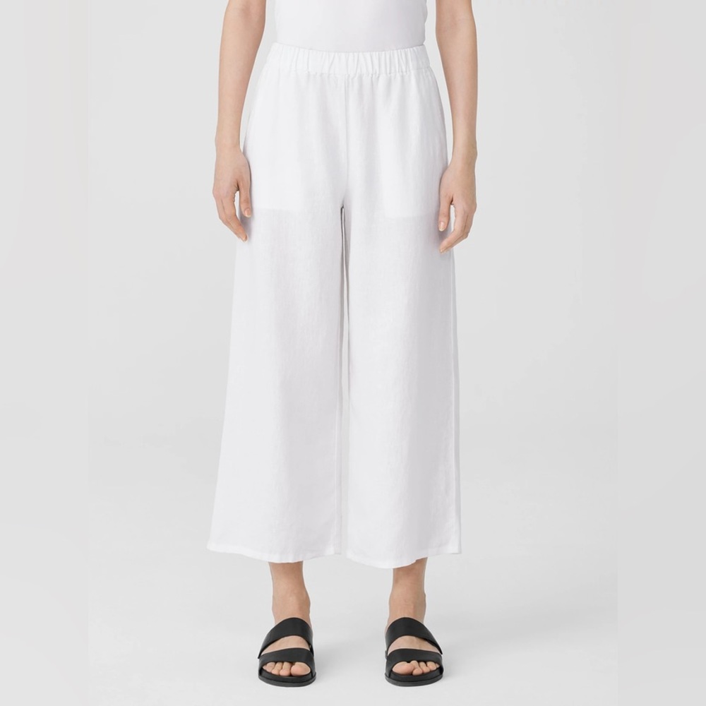 NWOT Eileen Fisher Organic Linen Wide Leg Trouser Pant